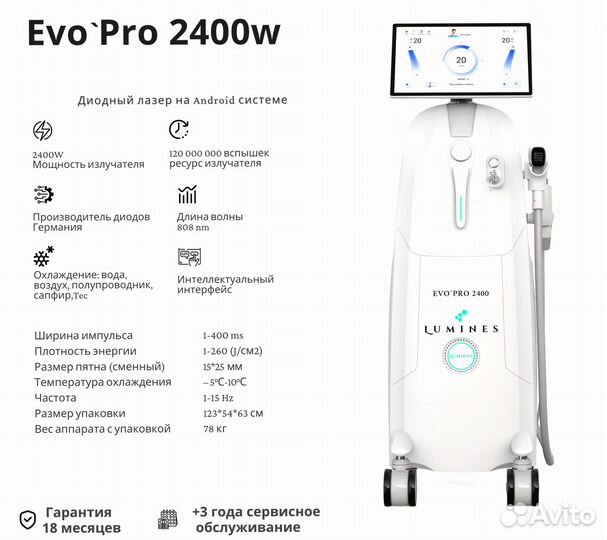 Аппарат для эпиляции люминес Эво Про 2400в