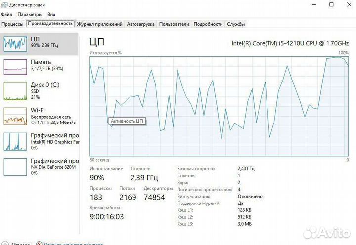 Ноутбук HP i5-4210/8GB/NV GT820/128GB