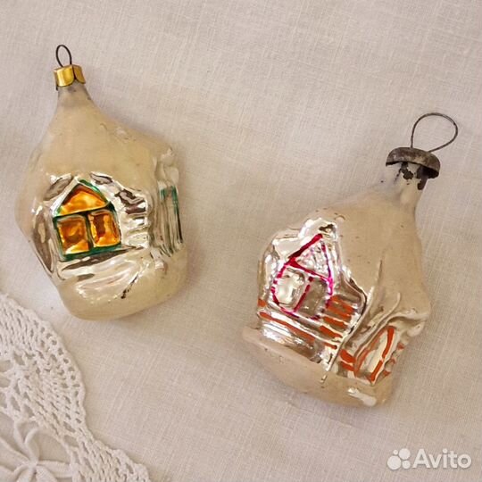 Елочные игрушки ссср.Домики.Часы
