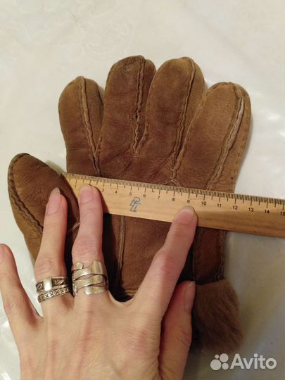 Перчатки муж. дублёные, натуральные, б/у