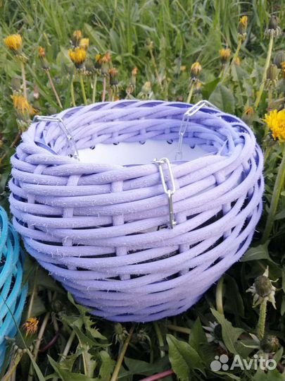 Кашпо для цветов, подвесное из ротанга
