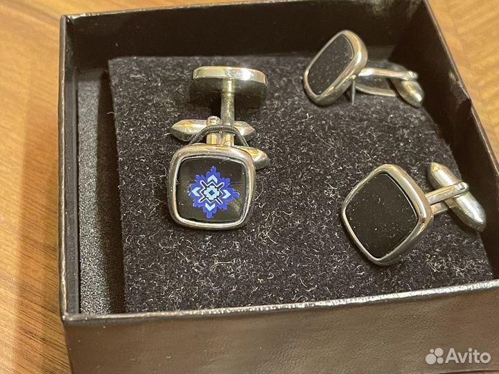 Запонки мужские для рубашки черные