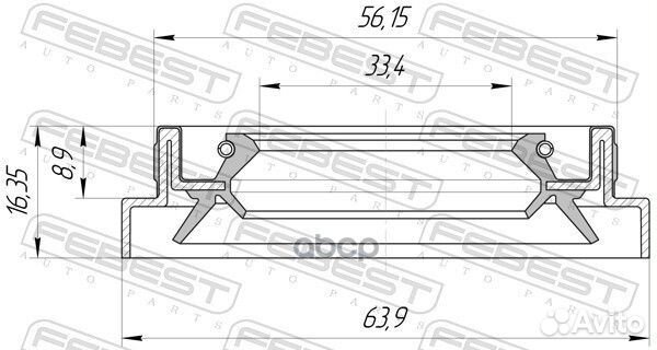 Сальник полуоси (33.4x56.15x8.9x16.35)