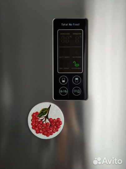 Красная рябина холст на магните 7.5*7.5