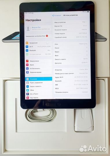 iPad AIR 64gb, SIM, АКБ 83%, полный комплект