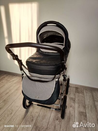 Детская коляска 2 в 1 эко кожа, черная