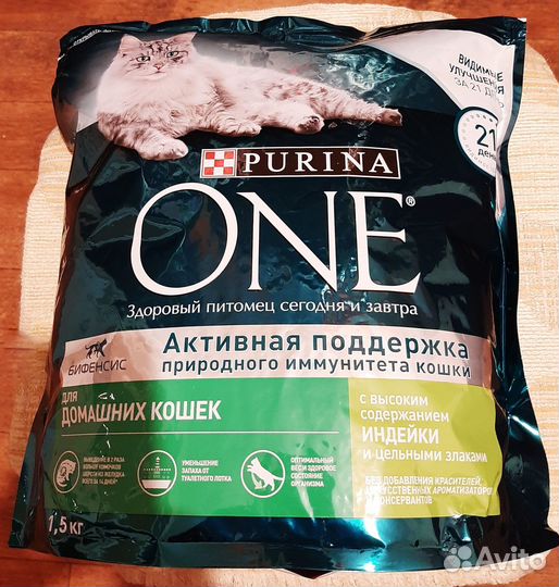 Сухой корм для кошек Purina ONE 1.5кг, 3кг