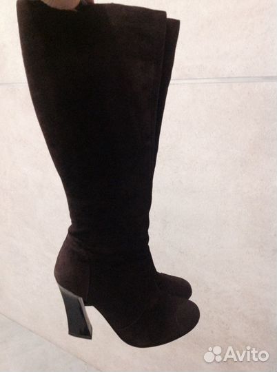 Кожаные сапожки дикая замша еврозима