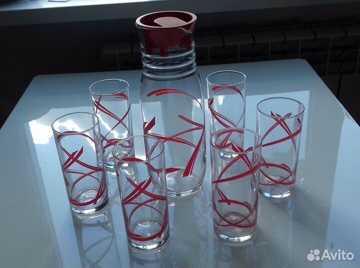 Наборы стаканов, ваза из стекла