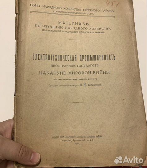 Толвинский Электротехническая промышленность 1919