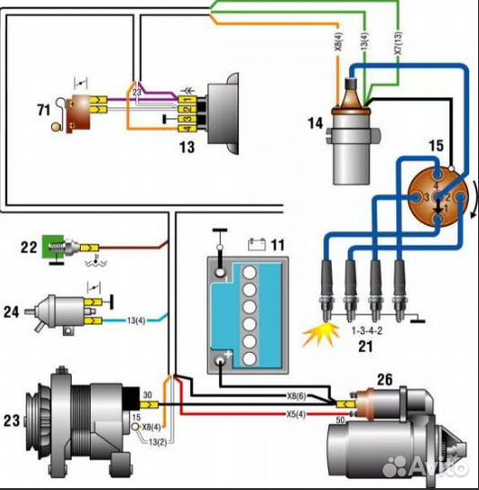 Схема зажигания москвич