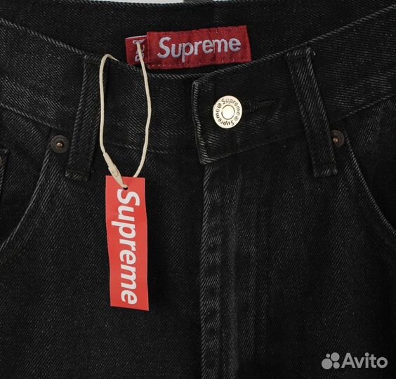 Джинсовые шорты широкие supreme черные