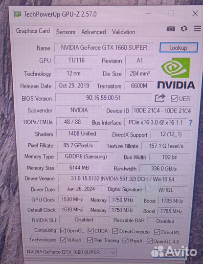 Видеокарта gtx 1660 super 6gb, гарантия