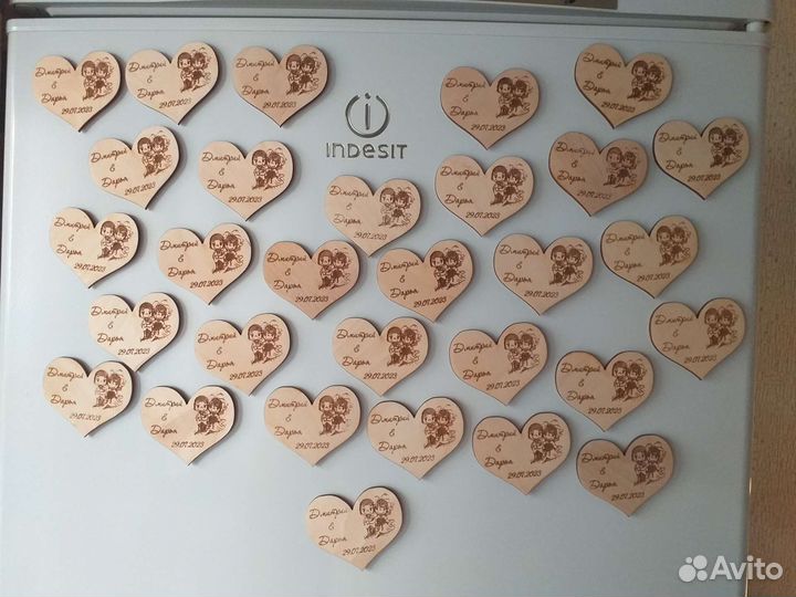 Магниты на свадьбу деревянные