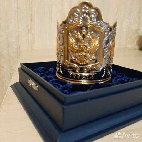 Подстаканник латунный в подарочном футляре