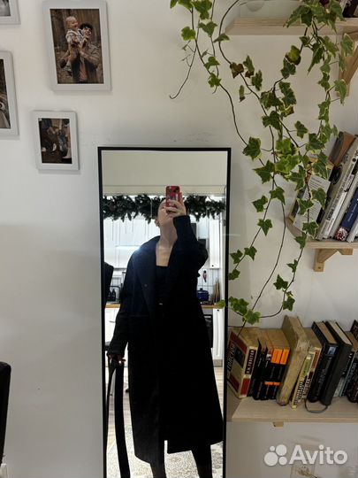 Пальто черное теплое