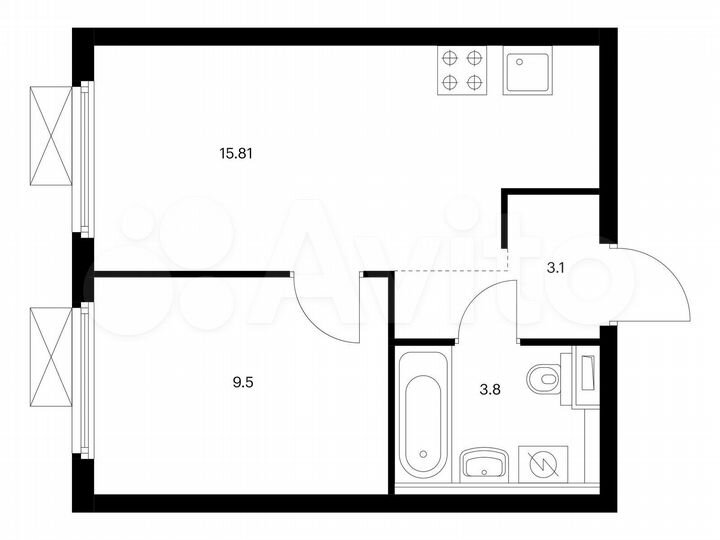 1-к. квартира, 32,2 м², 36/38 эт.