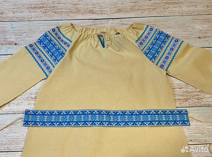 Платье лен русский стиль