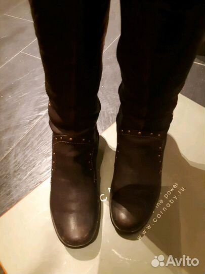 Кожаные зимние сапоги