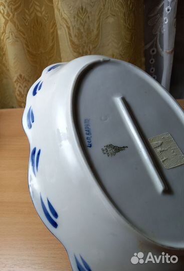 Большое блюдо фарфор гжель