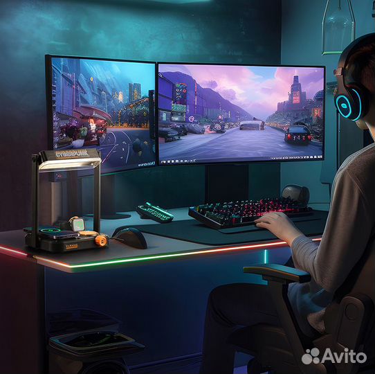 Беспроводная зарядка с лампой в стиле Cyberpunk