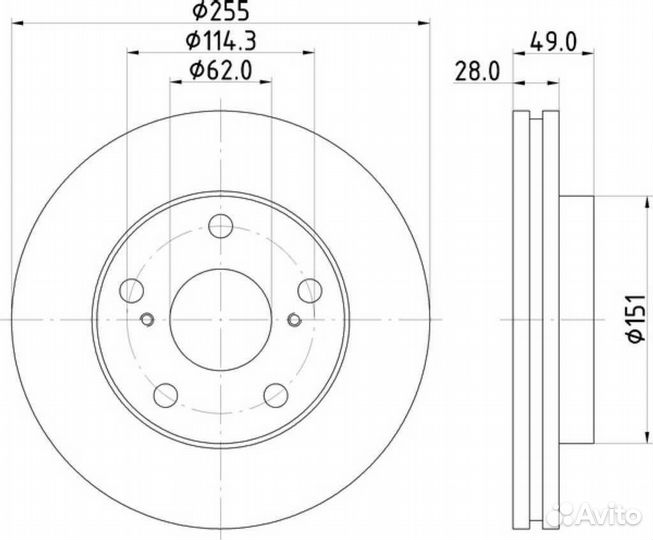 Диск тормозной toyota daihatsu. ipsum mark II qual