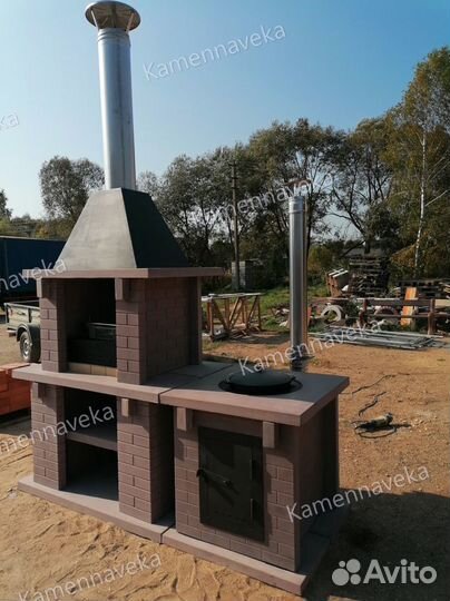 Модульная печь барбекю бетонная