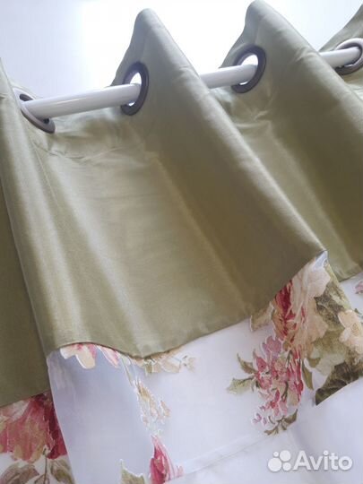 Тюль готовый с отделкой другой тканью