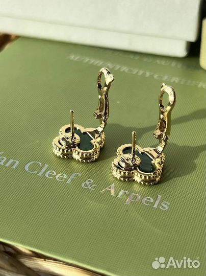 Серьги Van Cleef Vintage Alhambra (малахит)