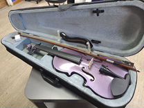 Скрипка 4/4 фиолетовая комплект с мостиком