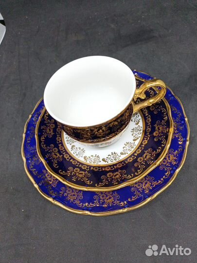 Чайный набор. Чехосл. Кобальт. Оригинал