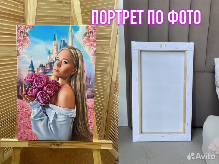 Портрет по фото на холсте на заказ Абакан