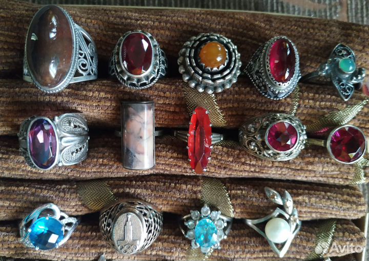 Кольца СССР винтаж серебро 875 925 пробы разные