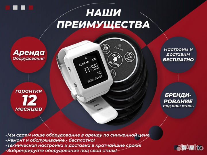 Кнопки вызова официанта и часы пейджеры