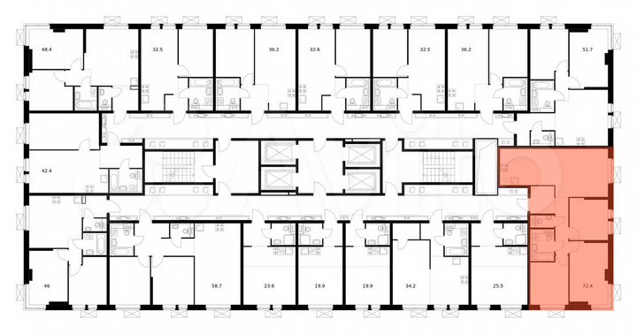 3-к. квартира, 72,4 м², 27/33 эт.