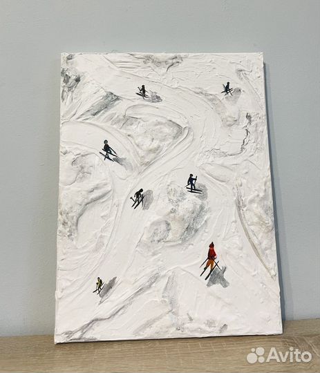 Картина интерьерная текстурная лыжники