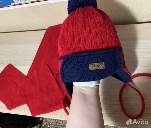 Комплект шапка+шарф зимний детский