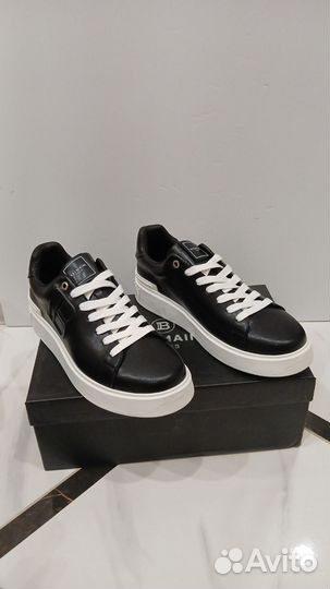 Кеды мужские Balmain чёрный кожаные Lux кочество