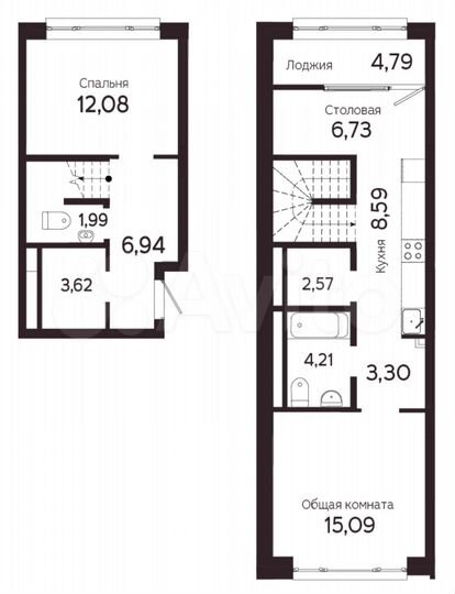 2-к. квартира, 73,9 м², 2/22 эт.