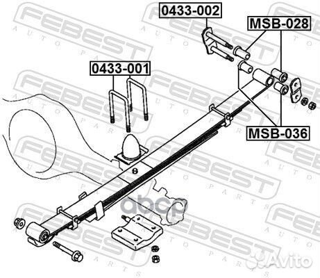 Скоба задн рессоры mitsubishi L200 05- 0433-001