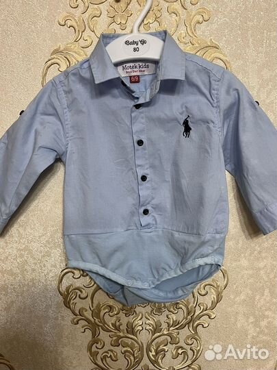 Боди рубашка для новорожденных мальчиков