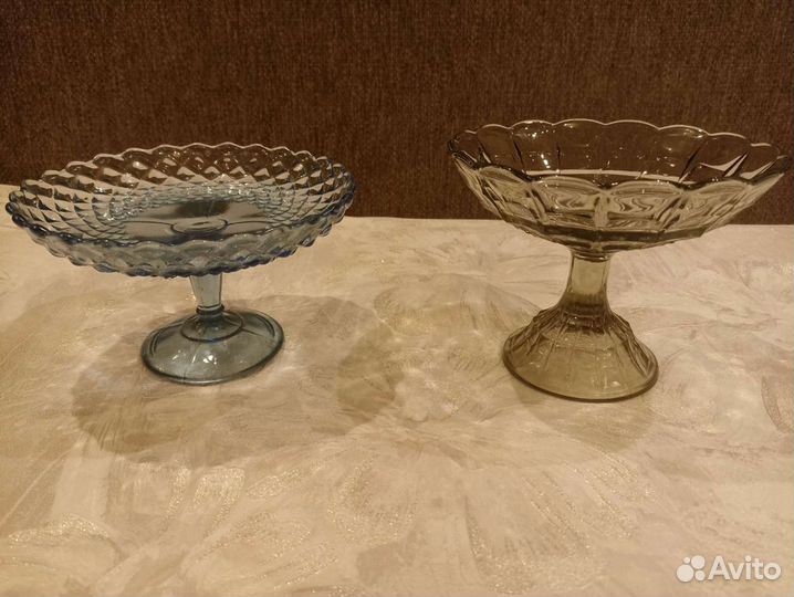 Ваза для фруктов цветное стекло СССР