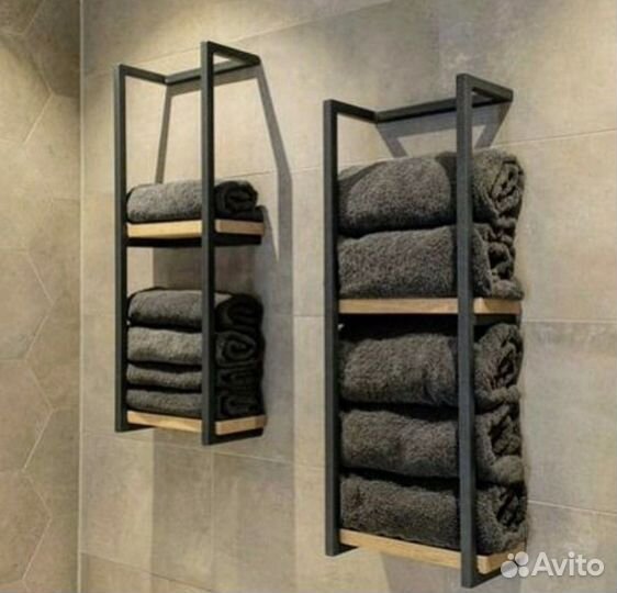 Настенная полка лофт для полотенец в ванну