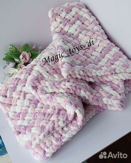 Вязаные пледы ручной работы, плюшевые