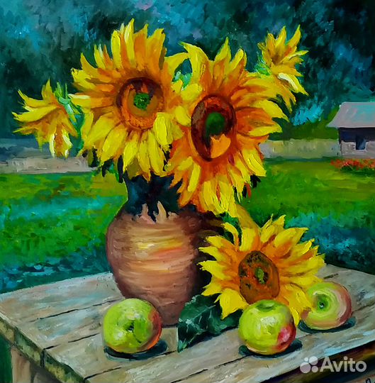 Картина Подсолнухи Цветы Живопись Магнит Успеха