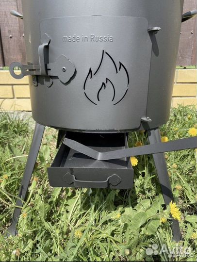 Печь под казан с трубой и дверцей 8л,10л,12л