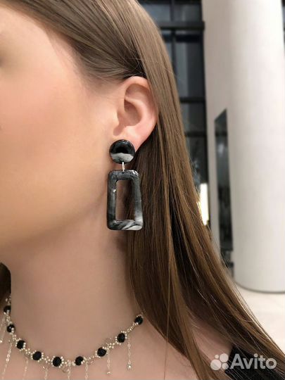 Серьги из эпоксидной смолы черные