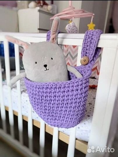 Изделия из трикотажной пряжи, интерьерные корзины