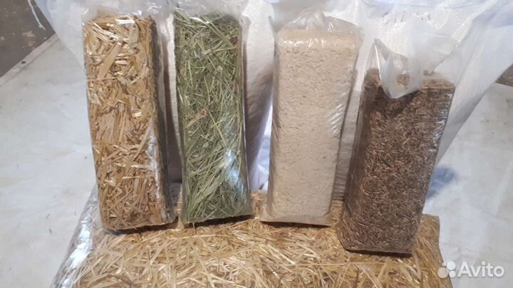 Сено Солома Опилки в маленьких брикетах