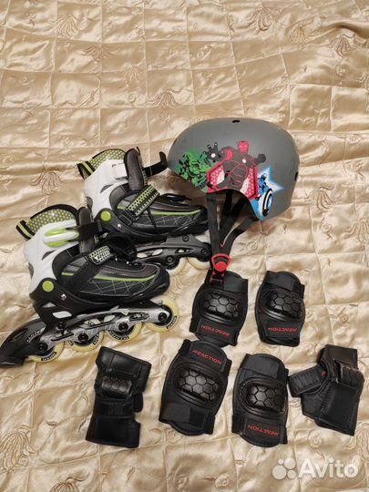 Ролики р. 30-33, шлем, защита